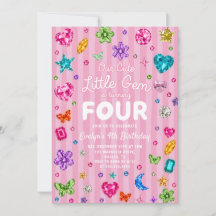 Rosa Little Gem 4. Geburtstagseinladung