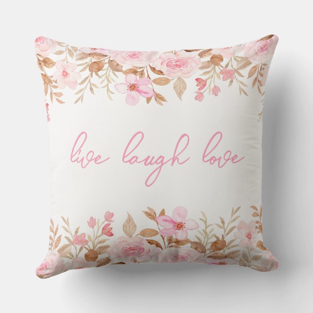 Rosa Live-Laugh-Liebe Kissen (Rückseite)