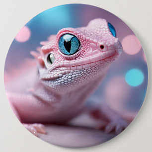 Rosa Lizard mit blauen Augen Button