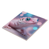 Rosa Lizard mit blauen Augen Fliese (Seite)
