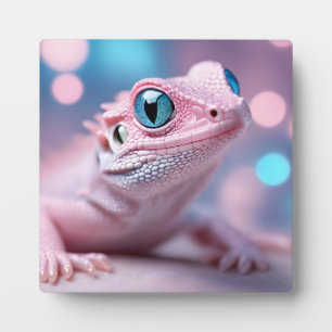 Rosa Lizard mit blauen Augen Fotoplatte
