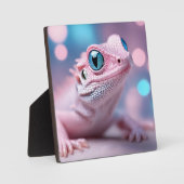 Rosa Lizard mit blauen Augen Fotoplatte (Vorderseite)