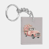 rosa LKW mit Rose Schlüsselanhänger (Vorderseite links)