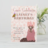 Rosa Llama Geburtstagseinladung Einladung (Stehend Vorderseite)