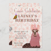 Rosa Llama Geburtstagseinladung Einladung (Vorne/Hinten)