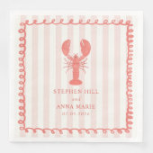 Rosa Lobster Stripe Nautical Wedkin Napkin Serviette (Vorderseite)