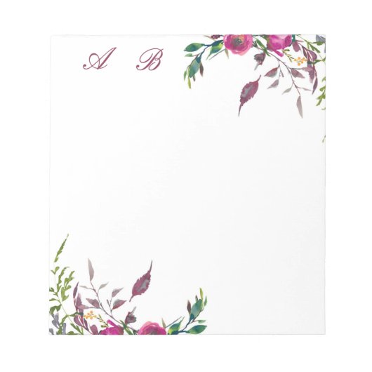 Rosa lockere Aquarellblüte Notizblock (Vorderseite)