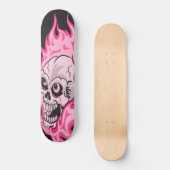 Rosa lodernder Schädel Skateboard (Vorderseite)