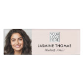 Rosa Logo Foto Make-up Namenschild (Vorderseite)