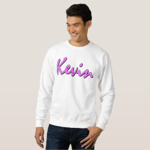 Rosa Logo Kevins auf weißem Sweatshirt