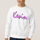 Rosa Logo Kevins auf weißem Sweatshirt (Vorderseite)
