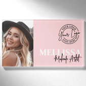 Rosa Logo mit Foto Namenschild (Vorderseite)