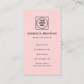 Rosa-Logo | Modernes Design mit vertikalem Stil Visitenkarte (Rückseite)