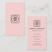 Rosa-Logo | Modernes Design mit vertikalem Stil Visitenkarte (Vorne/Hinten)