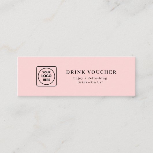 Rosa Logo | Party Drink Voucher Mini Visitenkarte (Vorderseite)