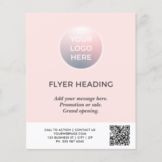 Rosa Logo QR Code Business Flyer (Vorne)
