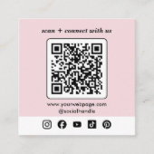Rosa Logo QR Code Custom Social Media Quadratische Visitenkarte (Vorderseite)