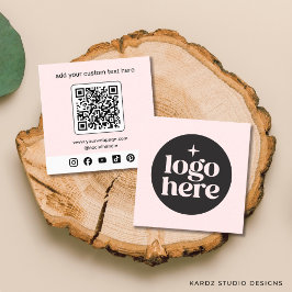Rosa Logo QR Code Custom Social Media Quadratische Visitenkarte