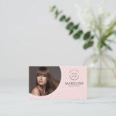Rosa Logo QR Code Foto Haarstylist Visitenkarte (Stehend Vorderseite)