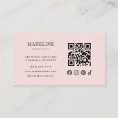 Rosa Logo QR Code Foto Haarstylist Visitenkarte (Rückseite)