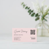 Rosa Logo-QR-Code Minimalistisch Beruflich Visitenkarte (Stehend Vorderseite)