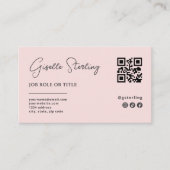 Rosa Logo-QR-Code Minimalistisch Beruflich Visitenkarte (Vorderseite)