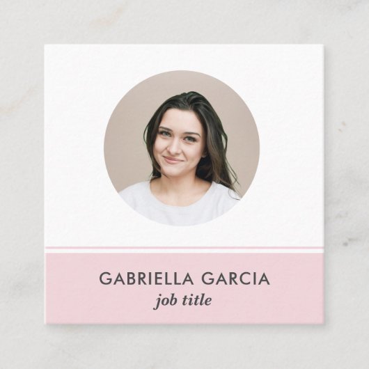 Rosa Logo QR Foto Square Business Card Quadratische Visitenkarte (Vorderseite)