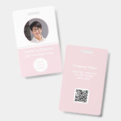 Rosa Logo QR Mitarbeiter-ID-Abzeichen Ausweis (Vorder- & Rückseite)