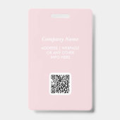 Rosa Logo QR Mitarbeiter-ID-Abzeichen Ausweis (Rückseite)