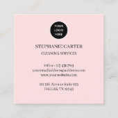 Rosa-Logo-Reinigungsdienste Kommerziell im Inland Quadratische Visitenkarte (Rückseite)