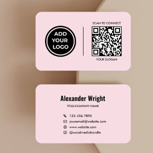 Rosa Logo-Scan-Code-Kontakt-Geschäftskarte Visitenkarte