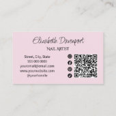 Rosa Logo Social Icon QR-Code Nagelstudio Visitenkarte (Rückseite)