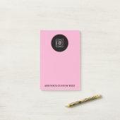 Rosa Logo-Text Geschäfts-Notizblock Post-it Klebezettel (Auf Schreibtisch)