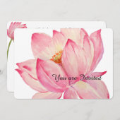 Rosa Lotos-Blumen Einladung (Vorne/Hinten)