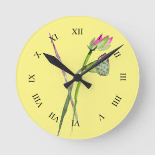 Rosa Lotoszen-Blume Buddhist-Kunst Runde Wanduhr