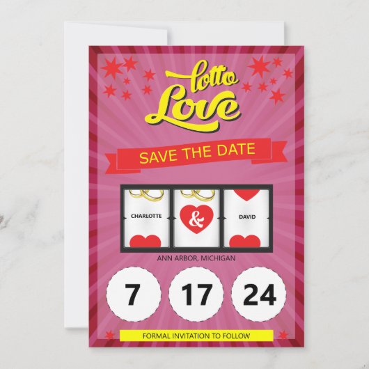 Rosa Lotto Liebe Save the Date Hochzeitsankündigun (Vorderseite)