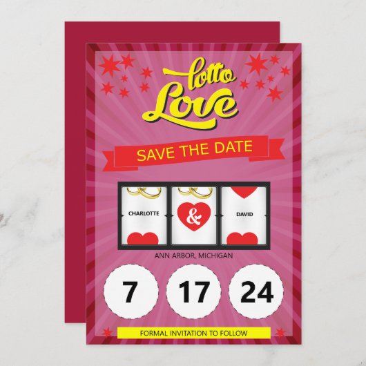 Rosa Lotto Liebe Save the Date Hochzeitsankündigun (Vorne/Hinten)