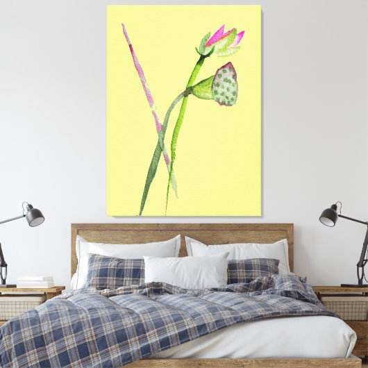 Rosa Lotus Aquarell Zen Malkunst Leinwanddruck (Insitu (Schlafzimmer))