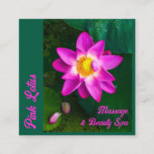 Rosa Lotus Beauty Wellness-Center Grüne Visitenkar Quadratische Visitenkarte (Vorderseite)