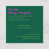 Rosa Lotus Beauty Wellness-Center Grüne Visitenkar Quadratische Visitenkarte (Rückseite)