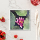 Rosa Lotus Blossom Grünes Blattwerk Serviette (Beispiel)