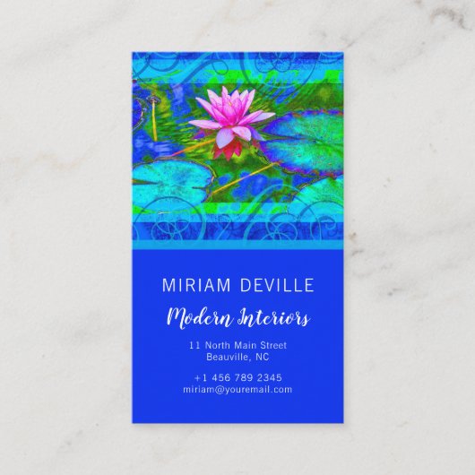 Rosa Lotus Blue Namaste Boutique oder Yoga Visitenkarte (Vorderseite)