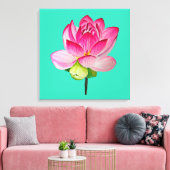 Rosa Lotus Blume Aquarell Kunst Leinwanddruck (Insitu (Wohnzimmer))
