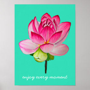 Rosa Lotus Blume Aquarell Kunst Poster