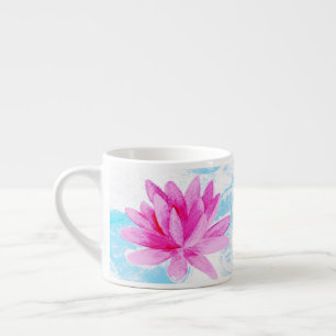 Rosa Lotus Blume Aquarellmalerei Espressotasse