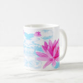 Rosa Lotus Blume Aquarellmalerei Kaffeetasse (VorderseiteRechts)