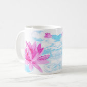 Rosa Lotus Blume Aquarellmalerei Kaffeetasse (Vorderseite Links)