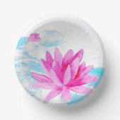 Rosa Lotus Blume Aquarellmalerei Pappteller (Vorderseite)