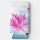 Rosa Lotus Blume Aquarellmalerei Selters Dosenkühler (Rückseite)