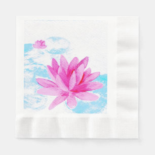 Rosa Lotus Blume Aquarellmalerei Serviette